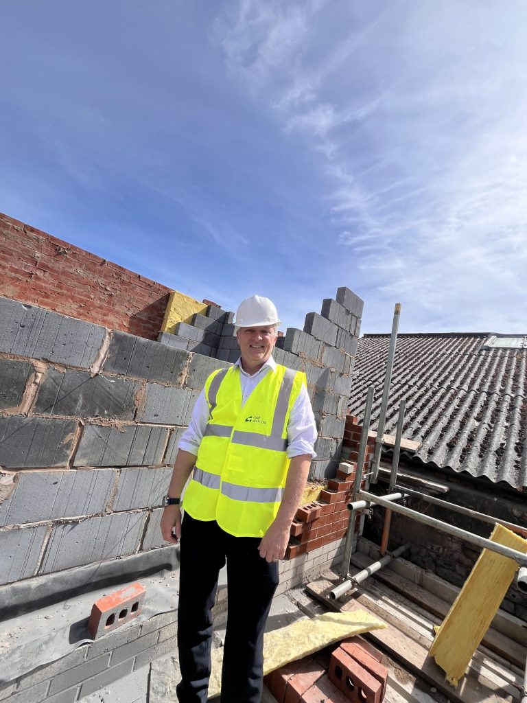 Blockwork walls under construction on a building site