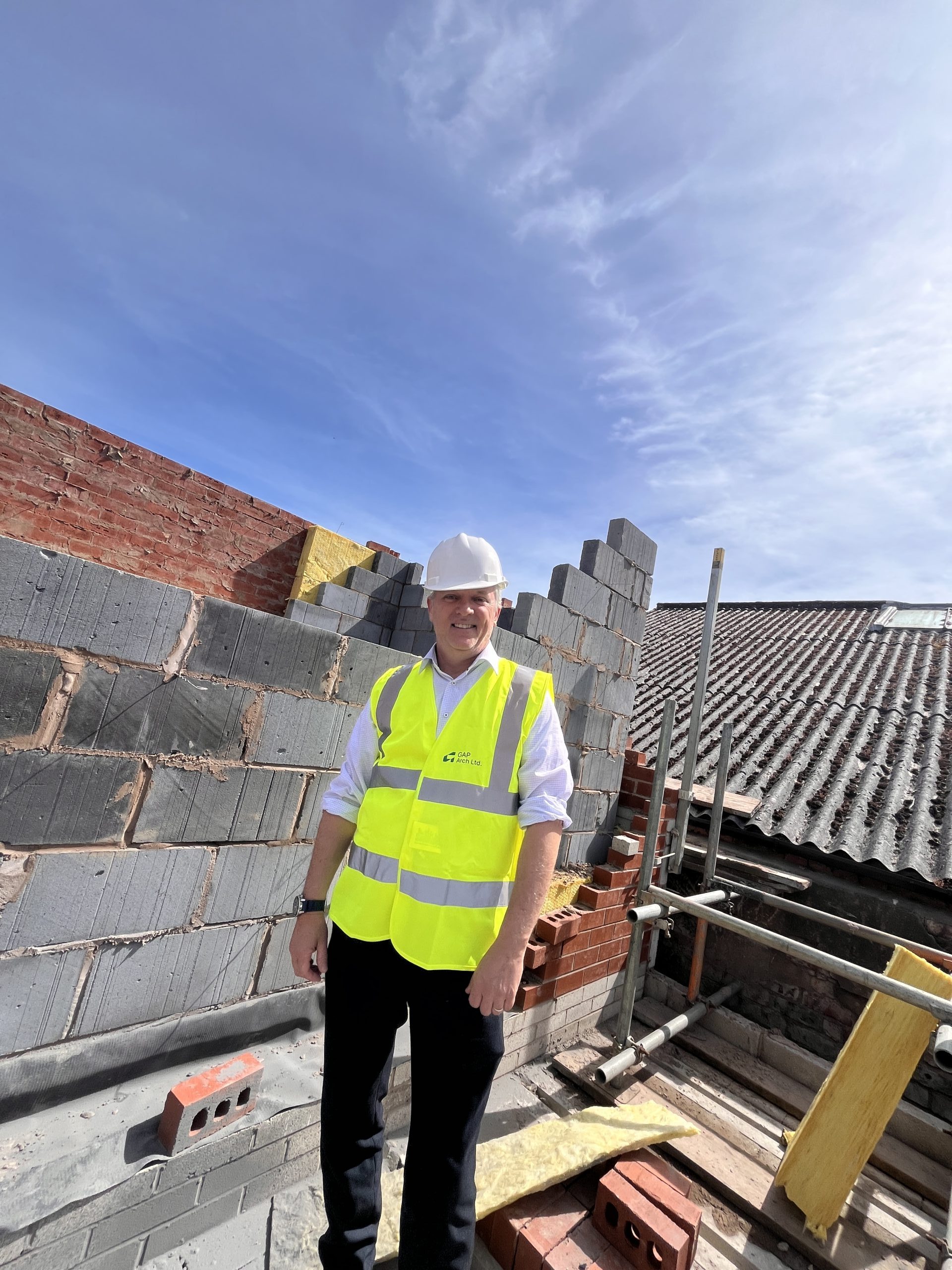 Blockwork walls under construction on a building site